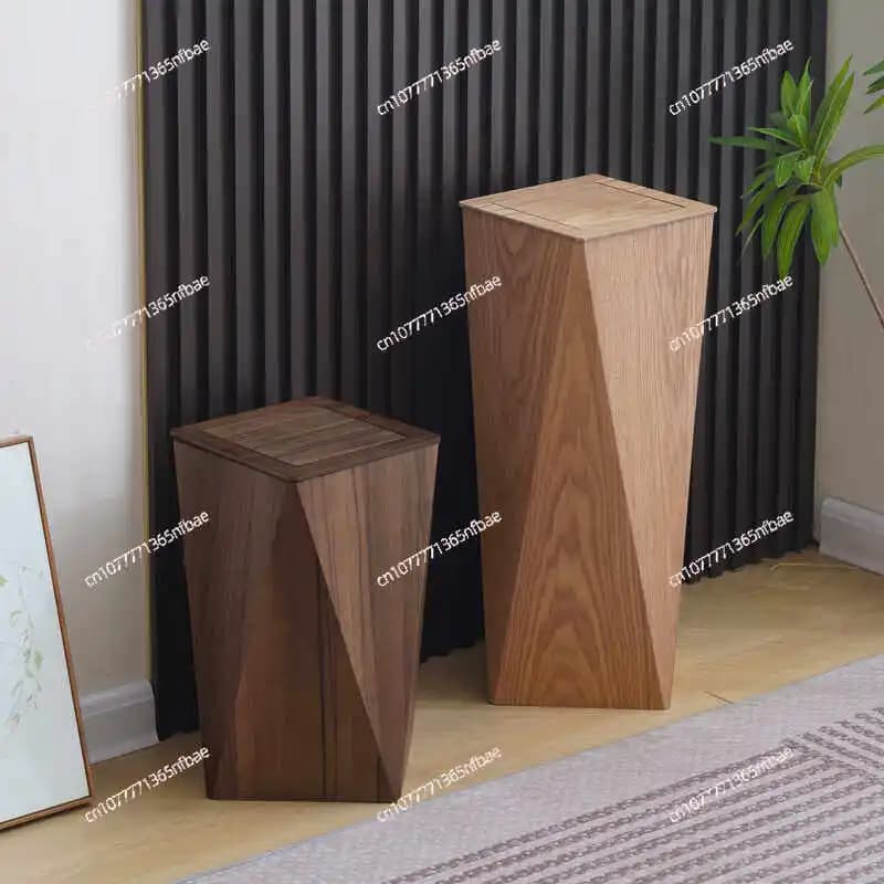 Cestino per Rifiuti in Legno di Lusso Nordico con Coperchio, Pieghevole e Creativo, per Casa, Ufficio, Hotel, Pensione, Contenitore per Carta
