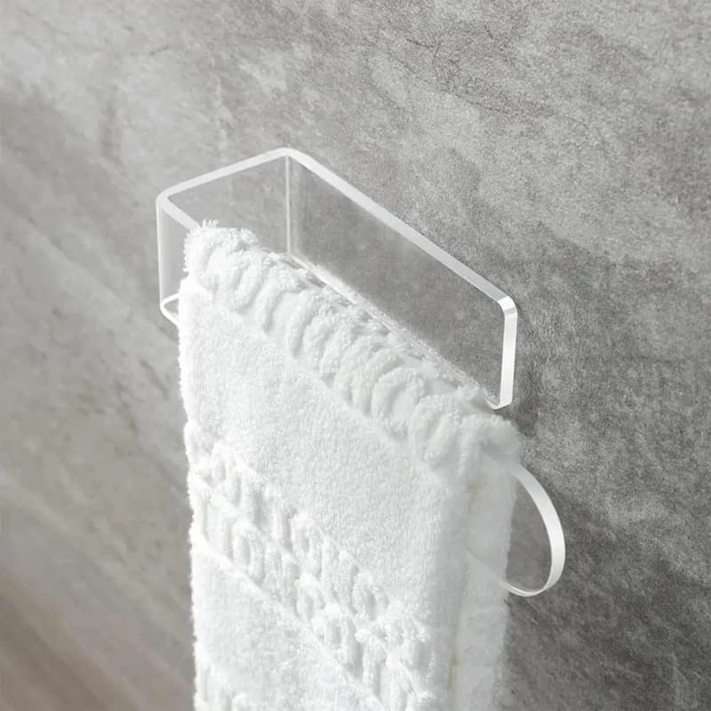 Portasciugamani in acrilico a forma di U per bagno, portasciugamani autoadesivo per bagno, montaggio a parete, facile da usare, trasparente