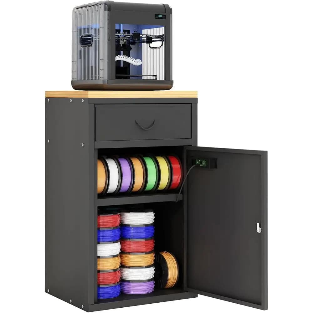 Armadio per Stoccaggio Filamenti per Stampante 3D da 180L con Potenza di Asciugatura 60W per 40 Rotoli di Nylon, PLA, ABS, TPU - Nero