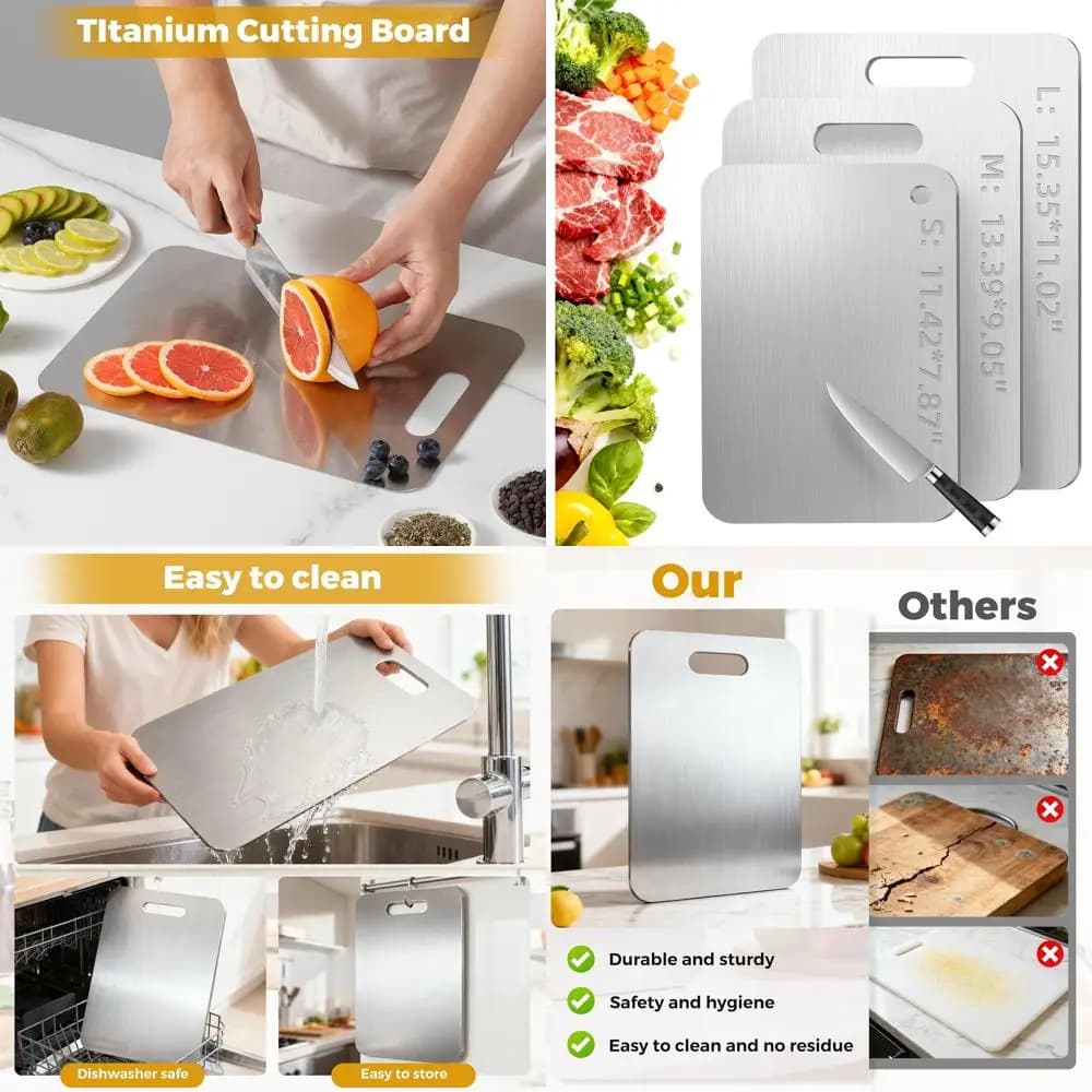 Tagliele 100% Titanium for Use in Kitchen - Ideal for Vegetables, Meat and Fruit, Easy to store and clean (Sm