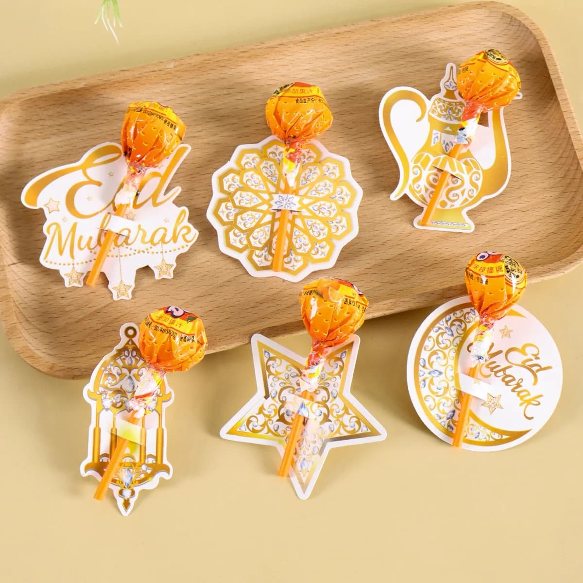 EID Mubarak Carte di carta lecca-lecca d'oro Ramadan Decor 2026 per la casa Ramadan Kareem Forniture per feste musulmane islamiche Regali Eid Al-Fitr