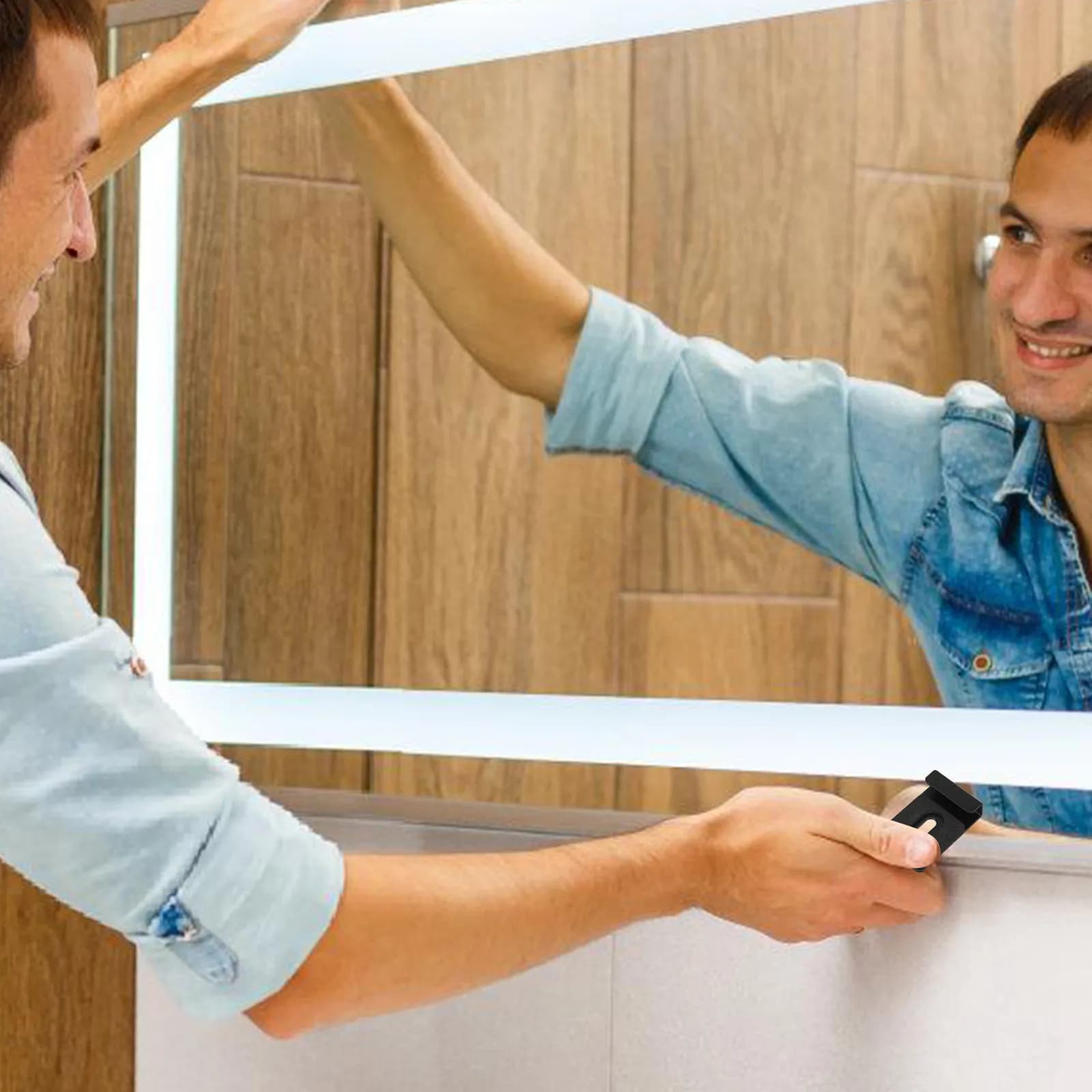 1Set Stainless Steel Mirror Hanging Clamps Frameless Mirror Mounting Kit Wall Bracket Hardware Sleek Room Bathroom