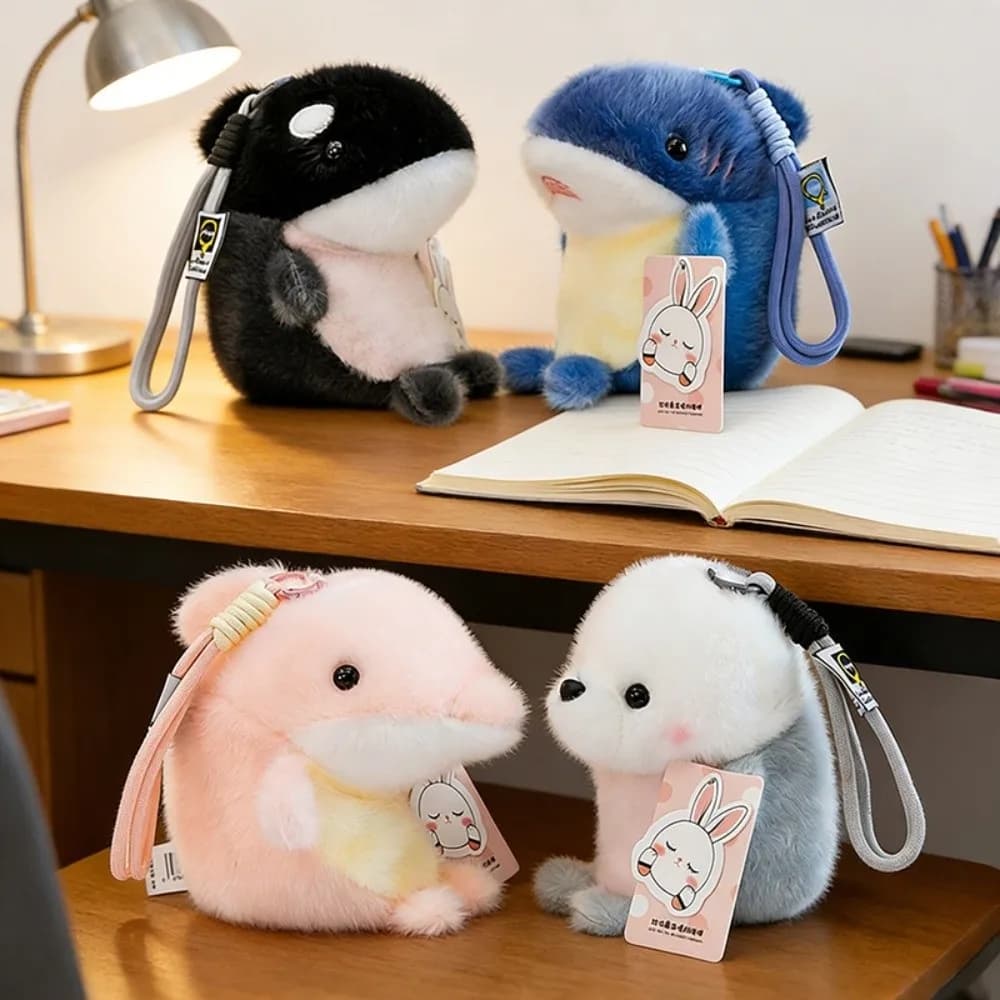 Portachiavi Peluche Animale Marino Delfino Ciondolo per Borsa Animali di Peluche Portachiavi Orca Foca Regalo