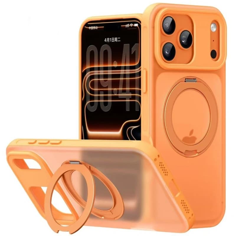Custodia Magnetica Opaca Smerigliata per iPhone 17 Pro Max 17 Air in PC+TPU con Anello di Supporto e Cinghia, Effetto Pelle Traslucido