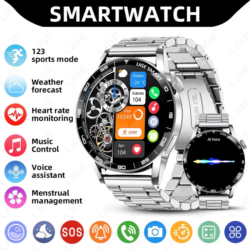 Smartwatch Sportivo LIGE 2026 Nuovo Schermo HD Cardiofrequenzimetro Chiamate Bluetooth Impermeabile Orologio Intelligente da Esterno Moda Uomo Donna