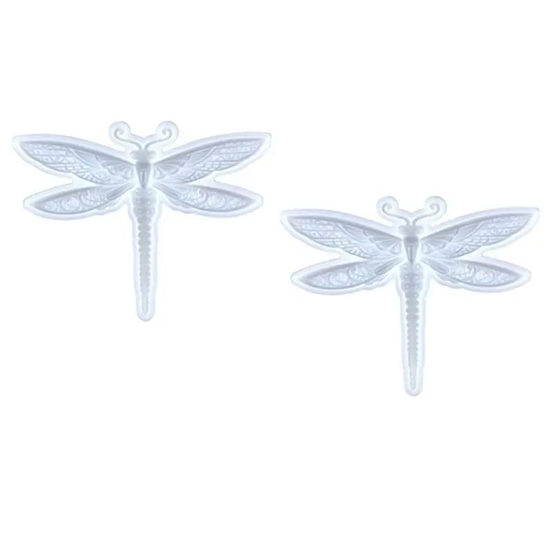 LICE-2PCS Dragonfly Silicone Mold Large Epoxy Resin Dragonfly Shape Molds 3D Unique Animal Pendant Wall Hanging Mould