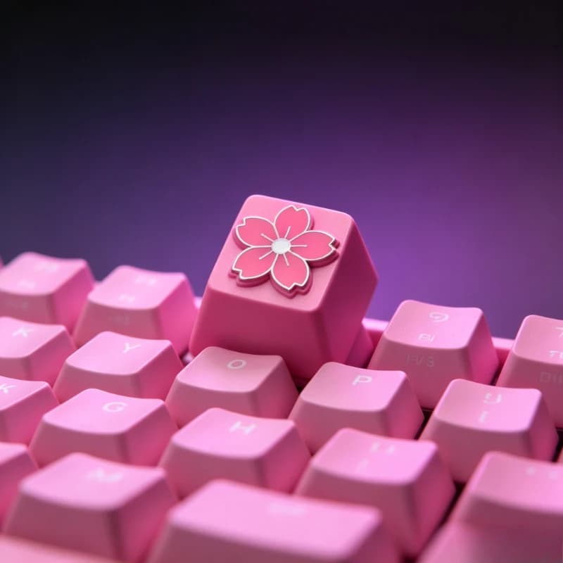 Keycaps a Tema Fiori di Ciliegio Personalizzati in Lega di Zinco-Alluminio, Tasti Trasparenti per Tastiera Meccanica, Accessori per Tastiera