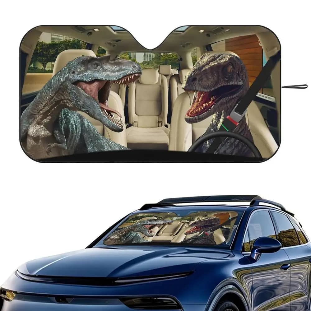 Divertente dinosauro guida auto parasole parabrezza pieghevole isolamento a tre strati parasole con ventosa blocchi raggi UV sole