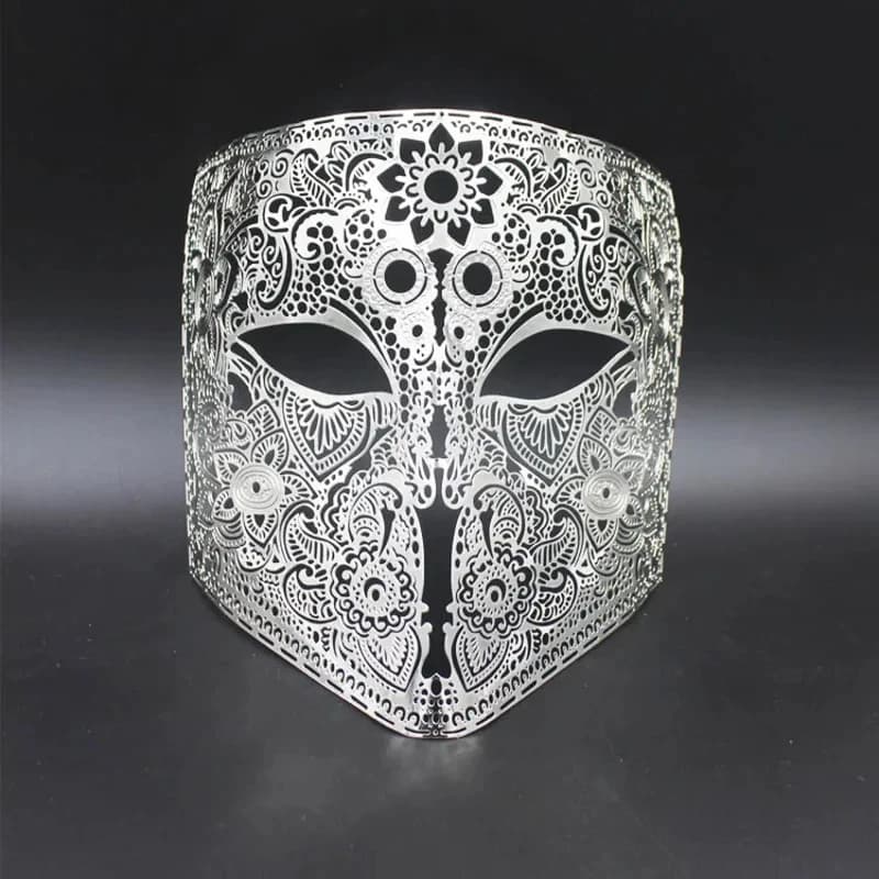 2026 Gold Silver Color Full Face Bauta Phantom Cosplay Masquerade Mask Black Metal Skull Shield Mardi Gras Joker Party WOI4F