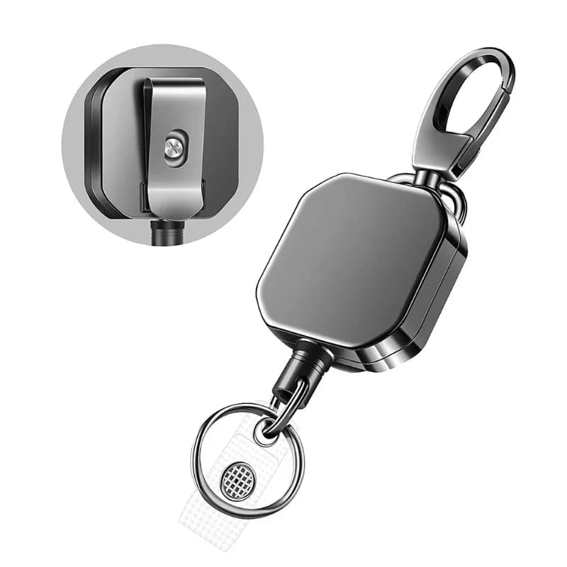Fibbia anti-perdita e facile da tirare del portachiavi retrattile Cintura Badge Reel Clip Accessori quadrati Para Portachiavi automatico