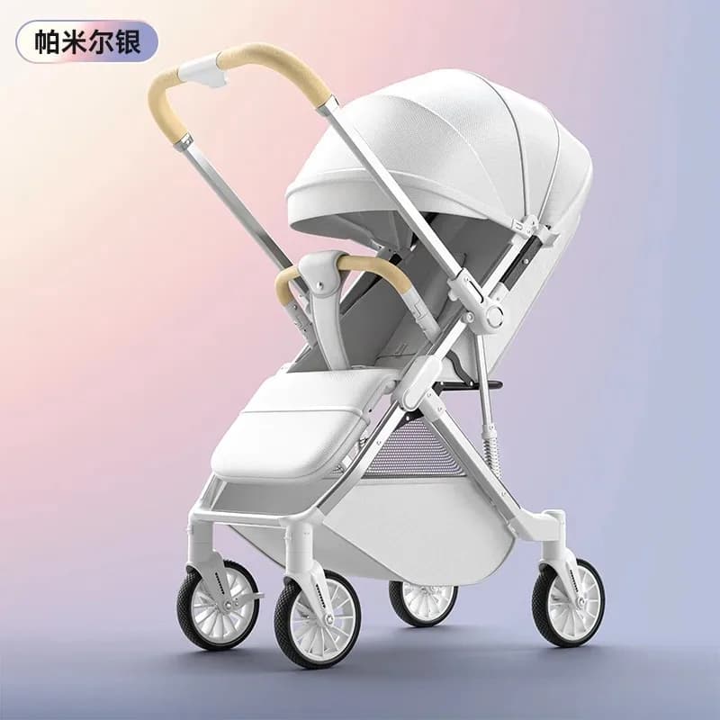 Passeggino Culla reversibile ad alto paesaggio Ruote anti-shock Carrozza per neonato pieghevole Sistema da viaggio portatile