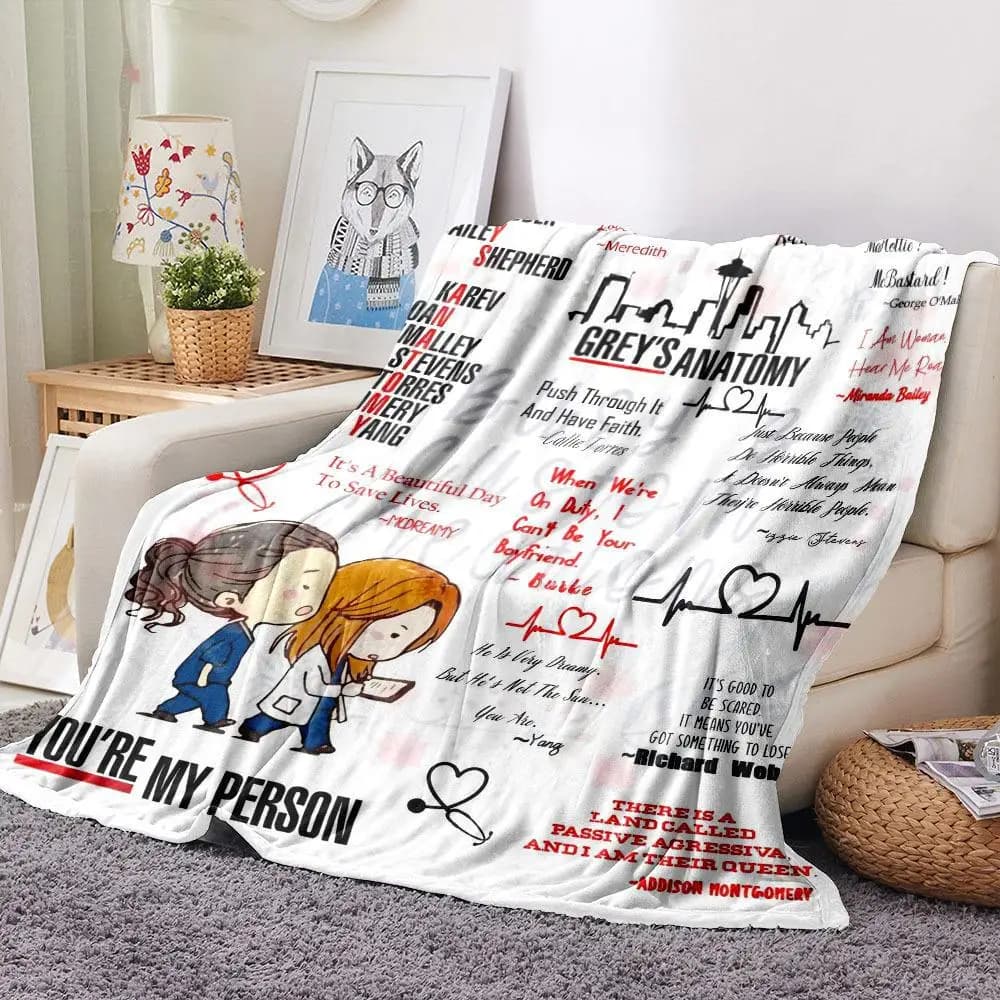 Coperta per persona pigra Anatomia grigia Sei mia persona Coperta di flanella Coprispalle romantico Regalo per divano o divano transfrontaliero