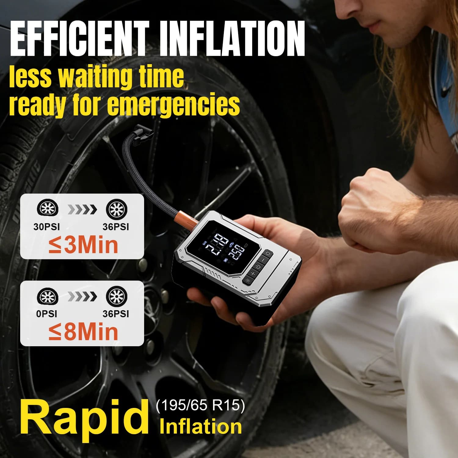 Mini Wireless Electric Bike Pump 150PSI 3000mAh Portable Rechargeable MTB Bike Air Digital Inflator Schrader Presta Tire Valve