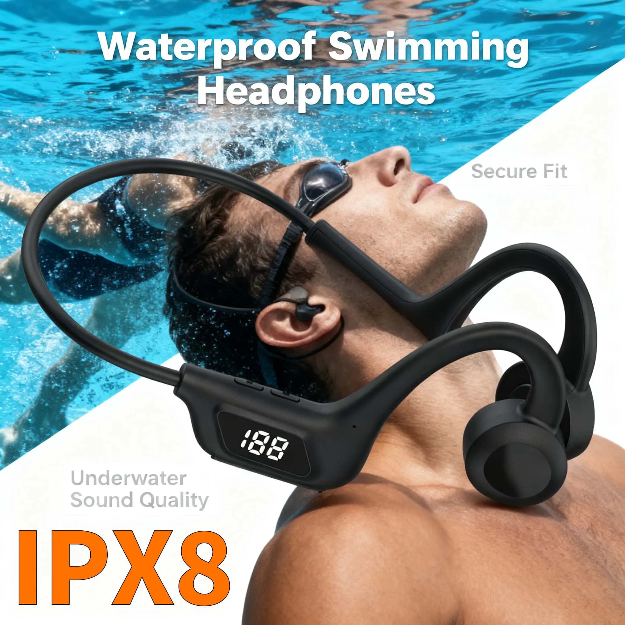 Hot X7 X8 Cuffie sportive a conduzione ossea reale Auricolari wireless Cuffie compatibili con Bluetooth Vivavoce con microfono per il nuoto