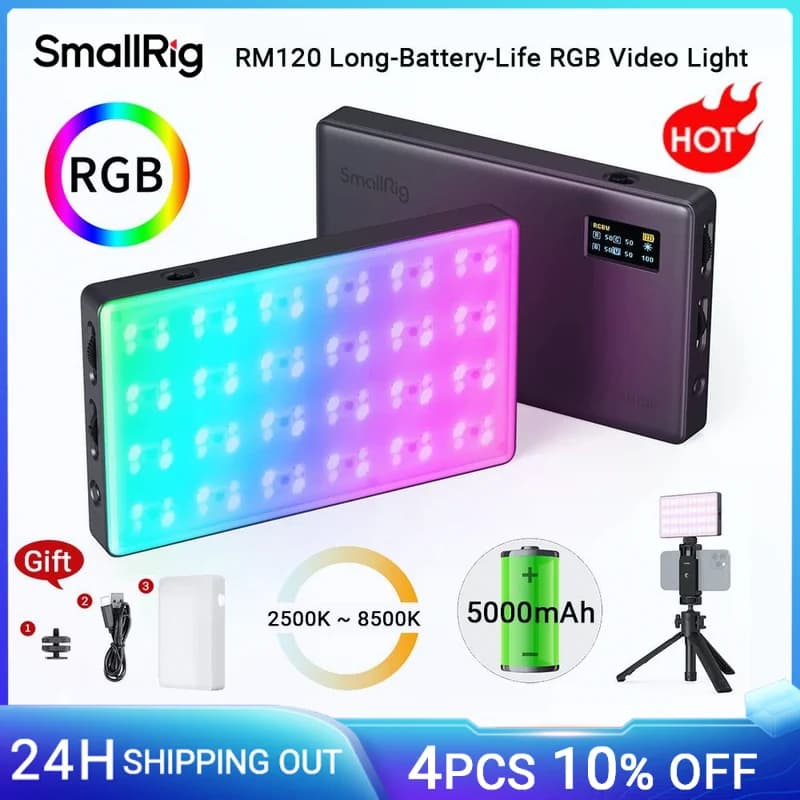 SmallRig RM120 luce Video RGB a lunga durata luce universale per fotocamera RGB luce portatile a colori pieni luce interamente in metallo per TikTok 3808