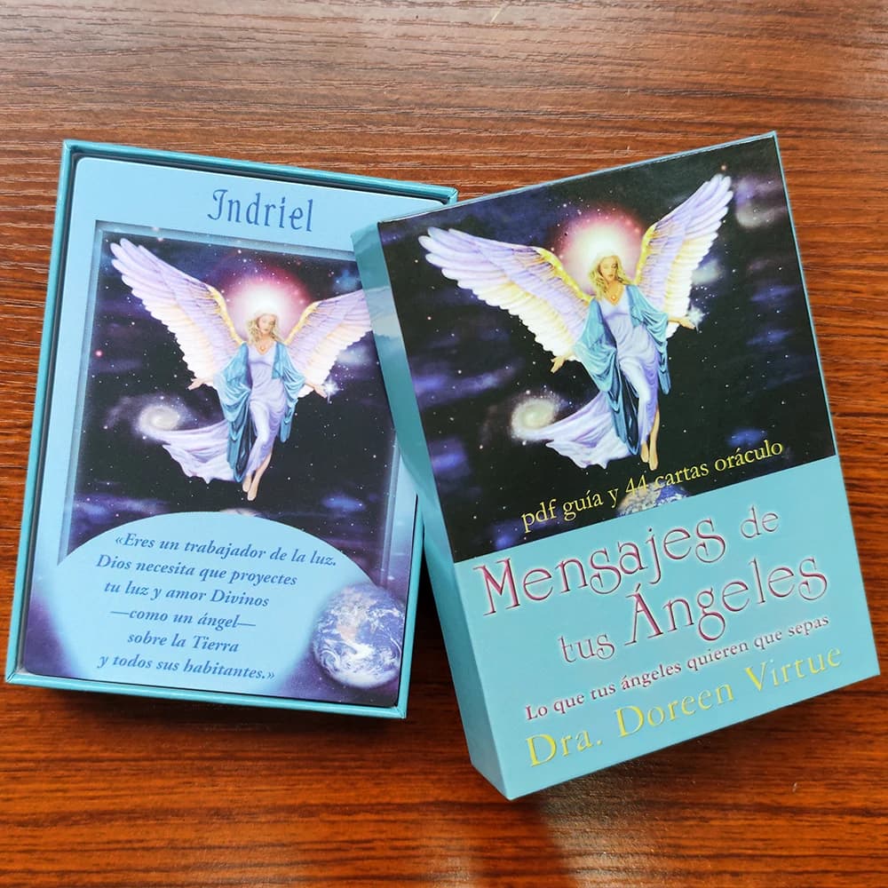 Messaggi dai tuoi angeli: carte Oracle, edizione spagnola, un mazzo da 44 carte e guida PDF di Doreen Virtue, 12 * 8,7 cm
