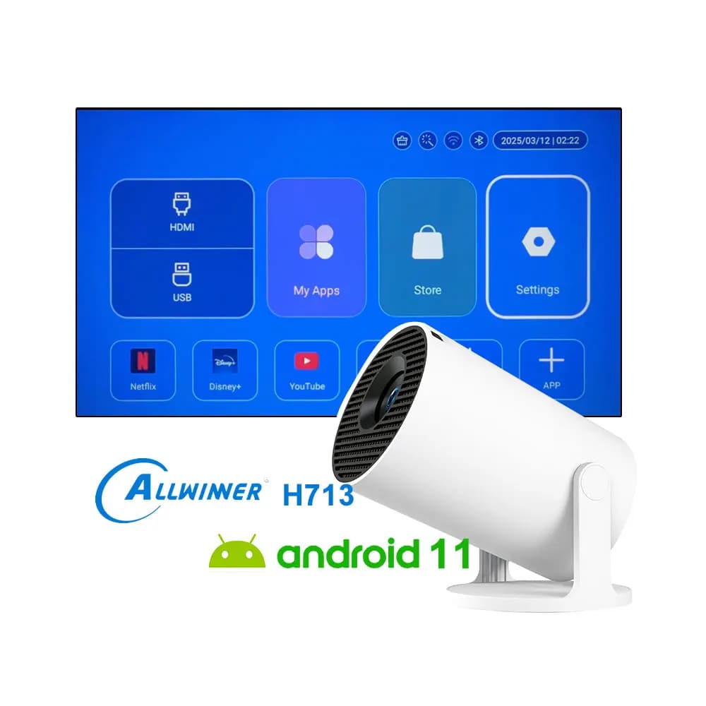 Mini proiettore portatile Hy300 Pro Plus Android 11 con Wifi 170 ANSI LM H713 Chipset 720P Res fisico. Proiettori Full HD 4K