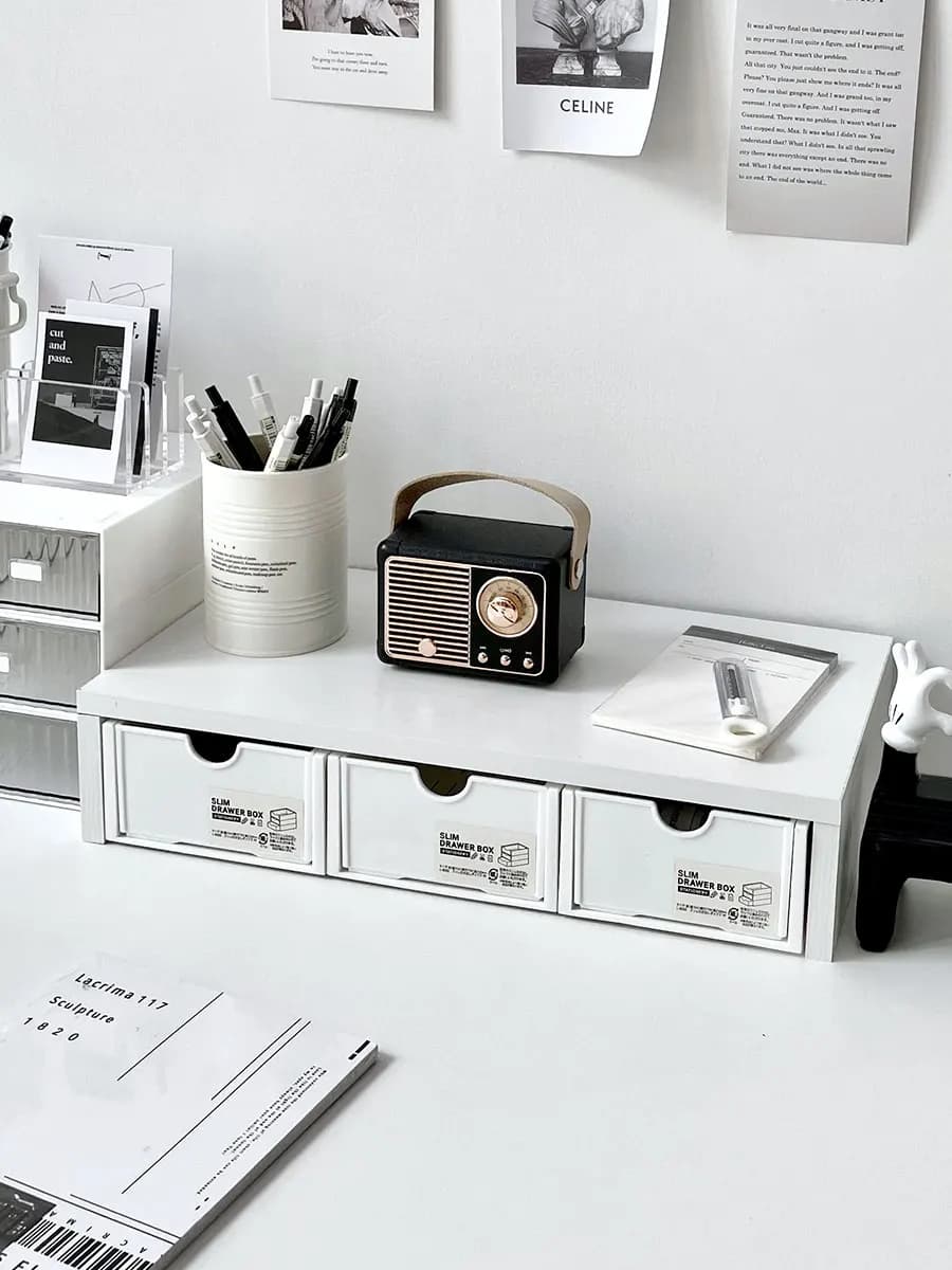 Desk Organizer, High Support for Monitor, Office Computer Storage Box, University Dormitory Accessories
