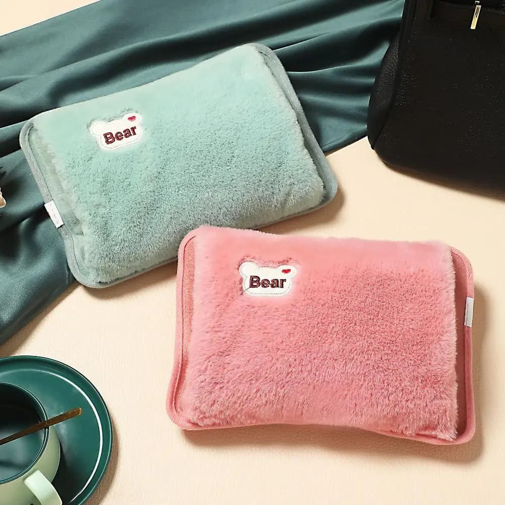 Scaldamani Heat Pack carino ricaricabile elettrico borsa dell'acqua calda sicurezza pelliccia di coniglio riutilizzabile scaldamani bottiglia di acqua calda