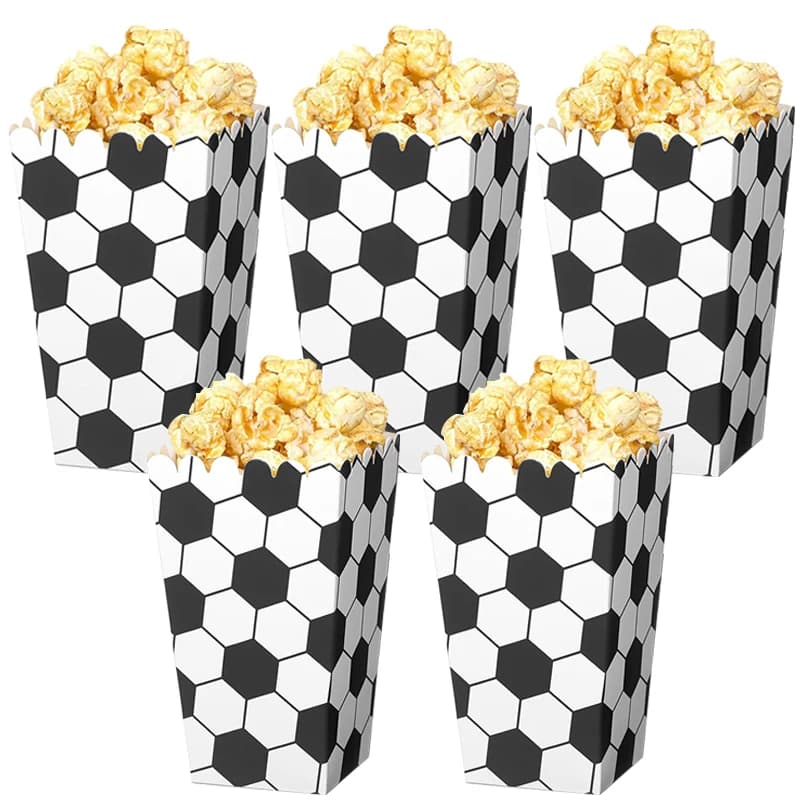 6/18 pezzi scatole per popcorn da calcio scatola per bomboniere per feste di calcio per tema sportivo per bambini compleanno di calcio sul film forniture notturne
