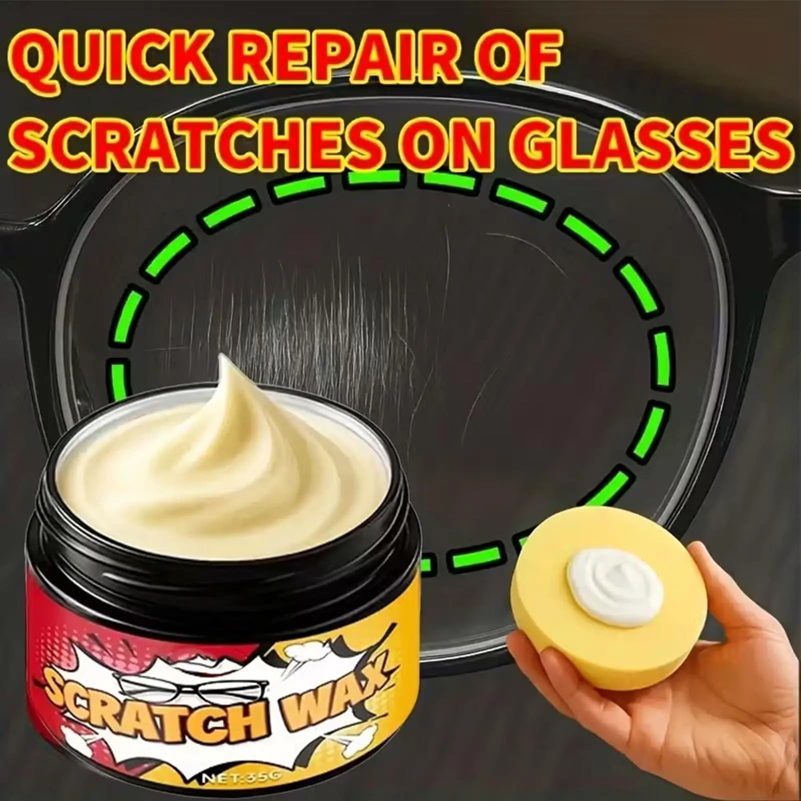35g Scratch Remover for Eyeglasses Lens Polishing Paste for Glasses Remove Fine Scratches from Plastic Glass Lenses Repair