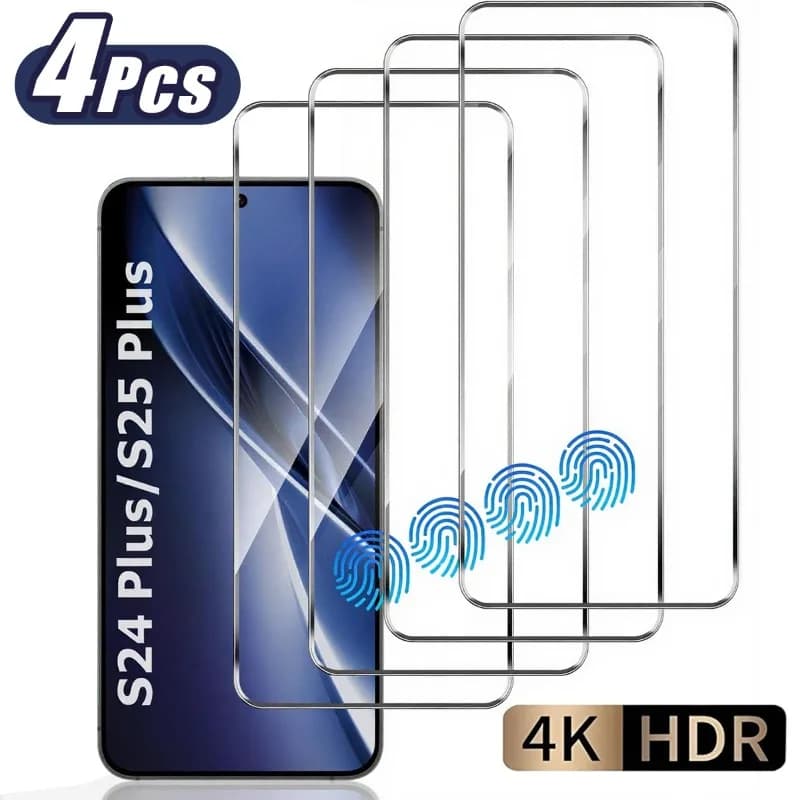 4 pezzi protezione schermo in vetro temperato HD a copertura totale per Samsung S25 S24 Ultra S23 S22 S21 Plus S24 S25 S23 FE pellicola in vetro