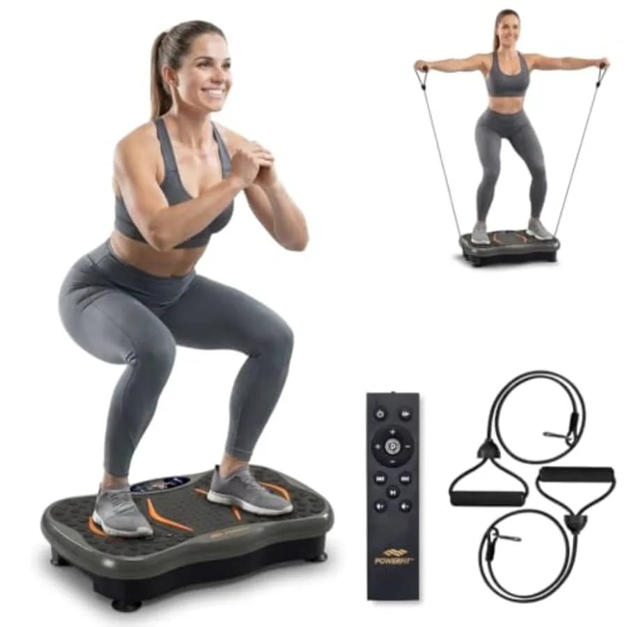 Pedana Vibrante Powerfit - Piattaforma Vibrante per Esercizi Total Body per Perdita di Peso e Drenaggio Linfatico, Nera