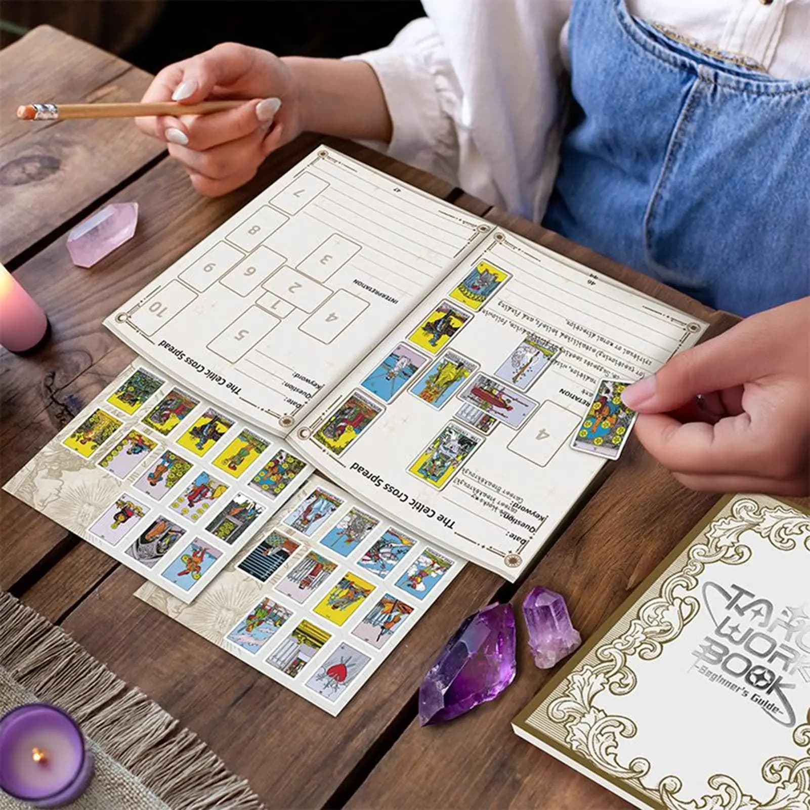 Diario di carte dei tarocchi Quaderno di diario dei tarocchi foderato per principianti Libro di diario estetico per l'energia del rituale di pratica quotidiana