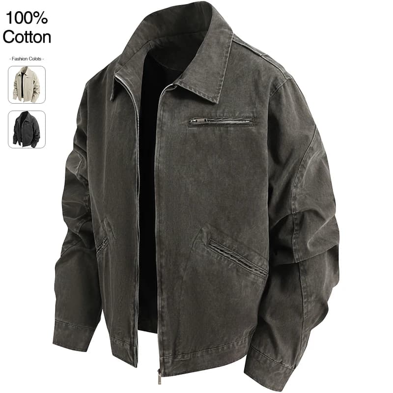 Oversize Loose Men's Denim Jacket Autumn 100% Cotton High Quality Casual Coats Fashion Hip-Hop Rock Streetwear Comfort Outerwear