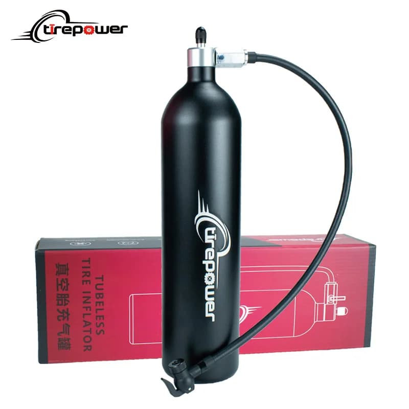 Pompa tubeless in lega di alluminio Gonfiatore per pneumatici 200PSI Bottiglia di rimbalzo dell'aria per pneumatici con valvola Bombola del gas 1.3L adatta per bici da strada MTB