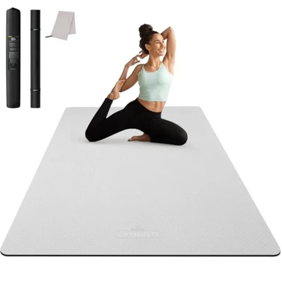 Yoga Mat 72" x 48" Large Workout Mat for Home Gym Flooring - 0.24"-0.48" Extra Thick Exercise Mat for Apartment Fitness High-De