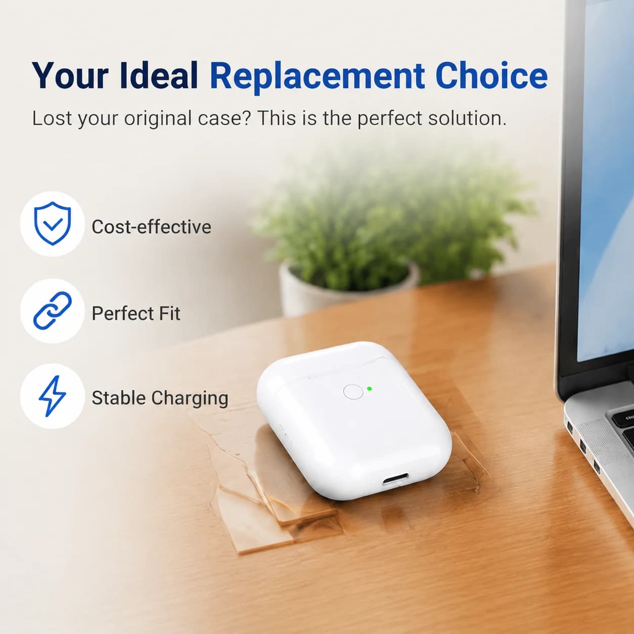 Replacement Charging Case For AirPods1/2 Gen 700mAh Wireless & Wired Charging Pop-up Pairing, LED Battery Indicator