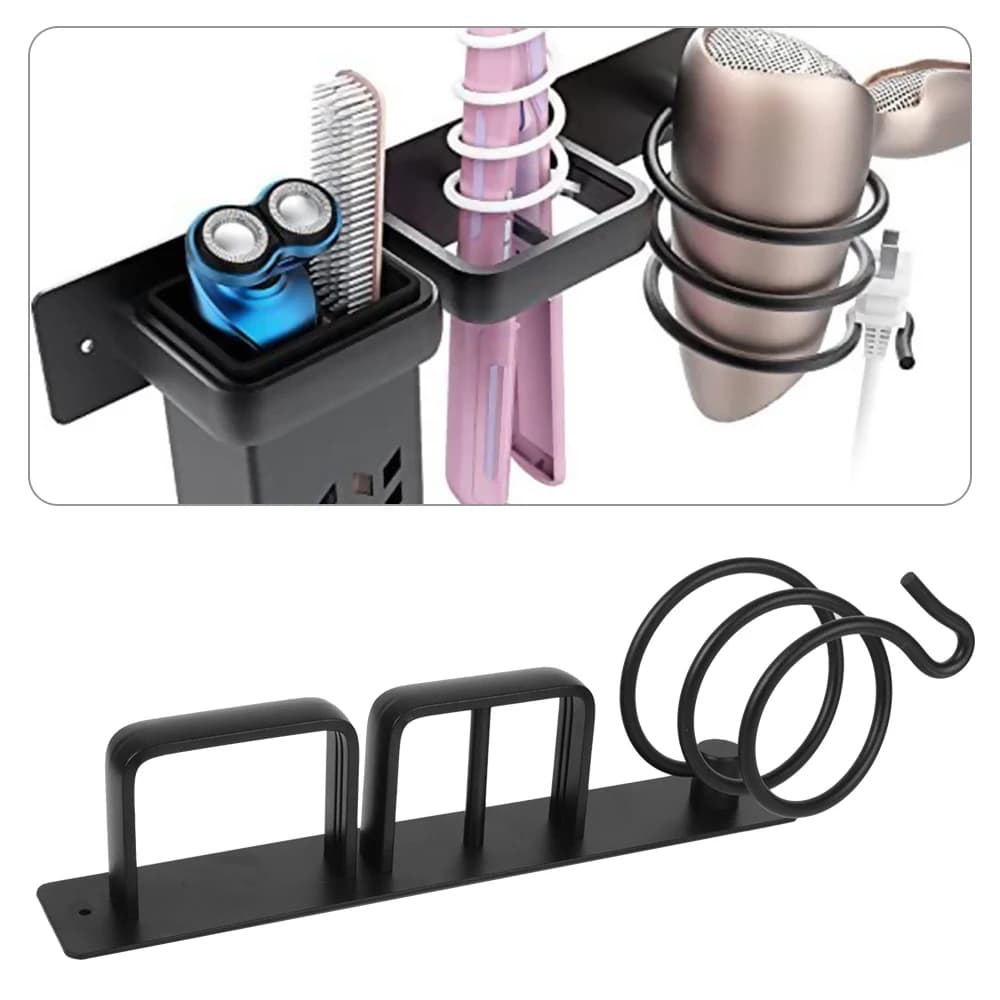 Wall Mounted Storage Holder Organizer Storage Box Hair Dryer Holder Rack Hair Straightener Holder Bathroom Hair Care Tool