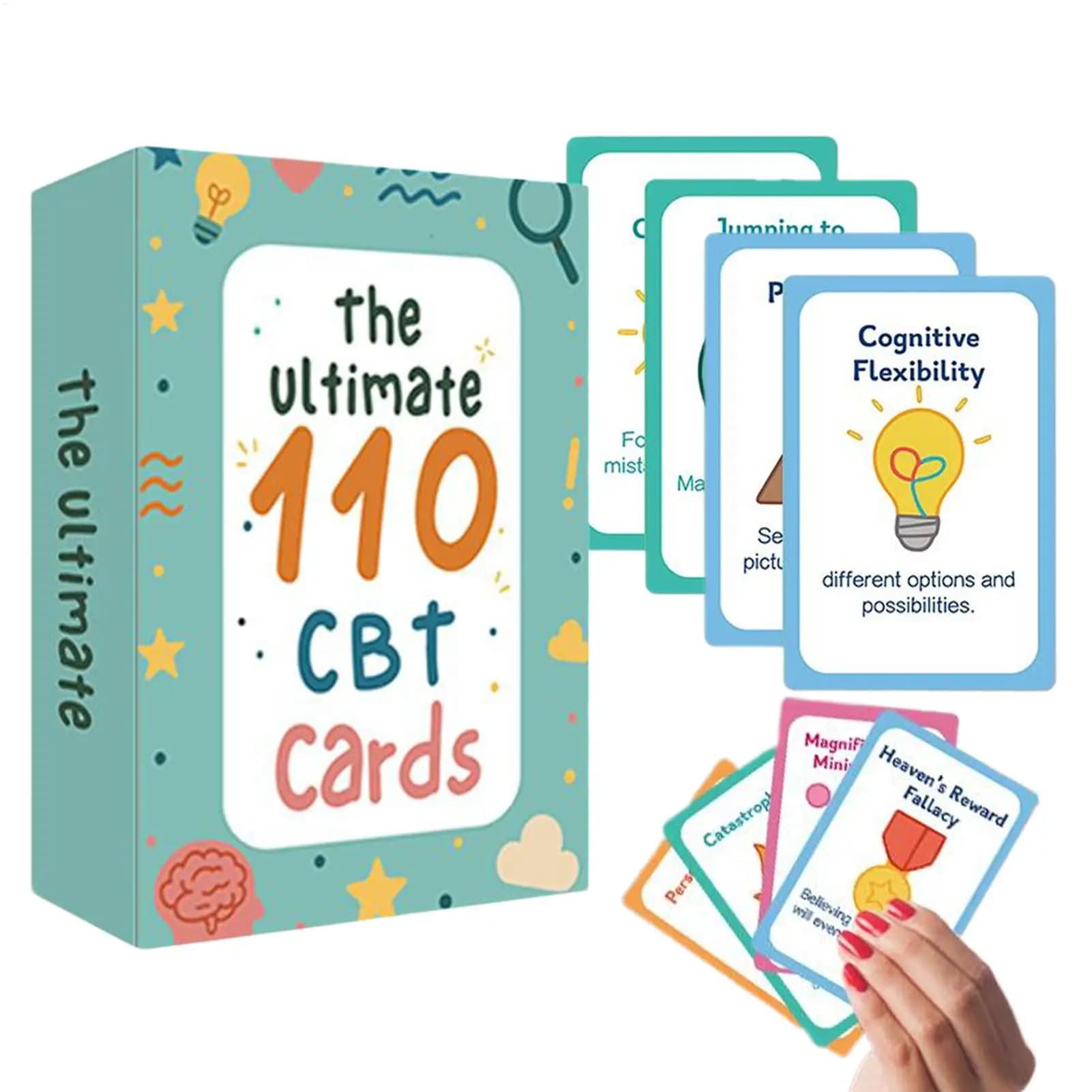 110 pz/set Carte Terapia Cognitiva Comportativa CBT Flashcard Strumenti di Mindfulness per l'ansia e il Sollievo dallo stress, Adulti Adolescenti Terapia