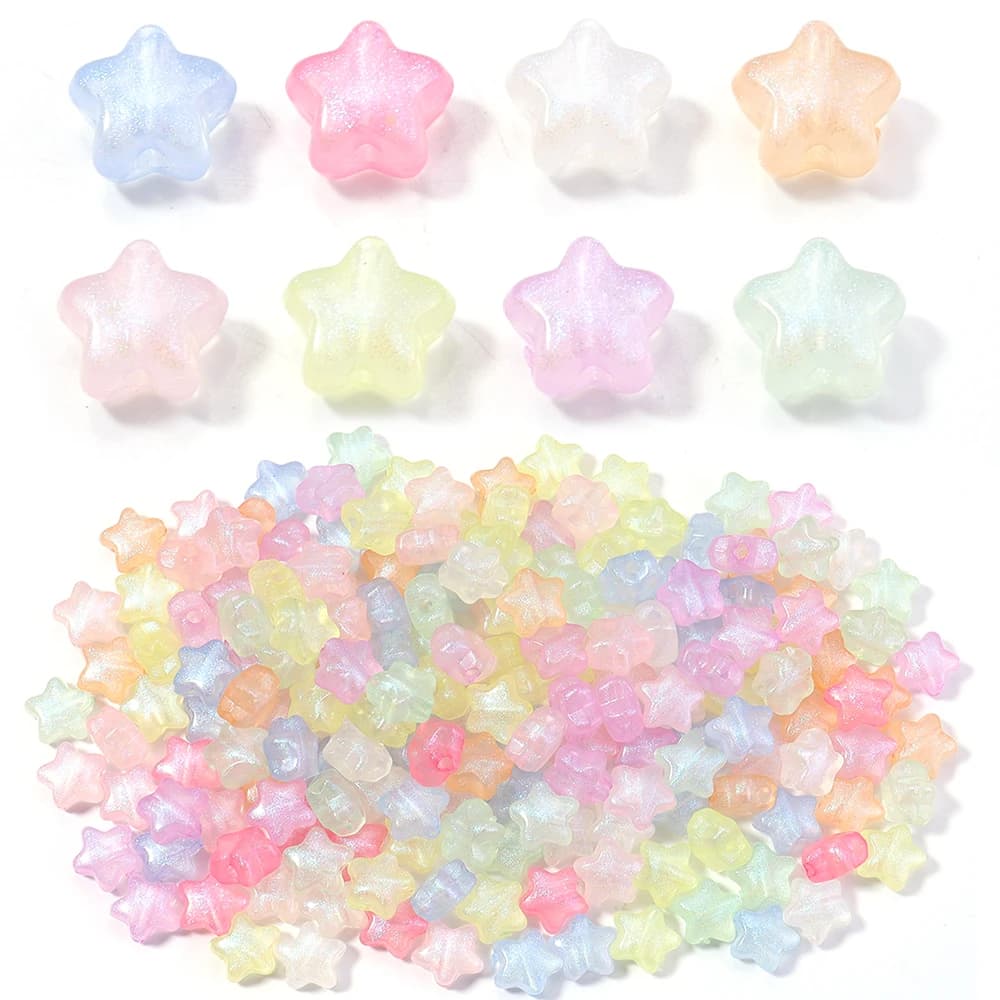 100pcs/lot 10mm Mermaid Color Acrylic Luminous Beads Color Stars Loose Spacer Beads For DIY Bracelet Necklace Jewelry Wholesale