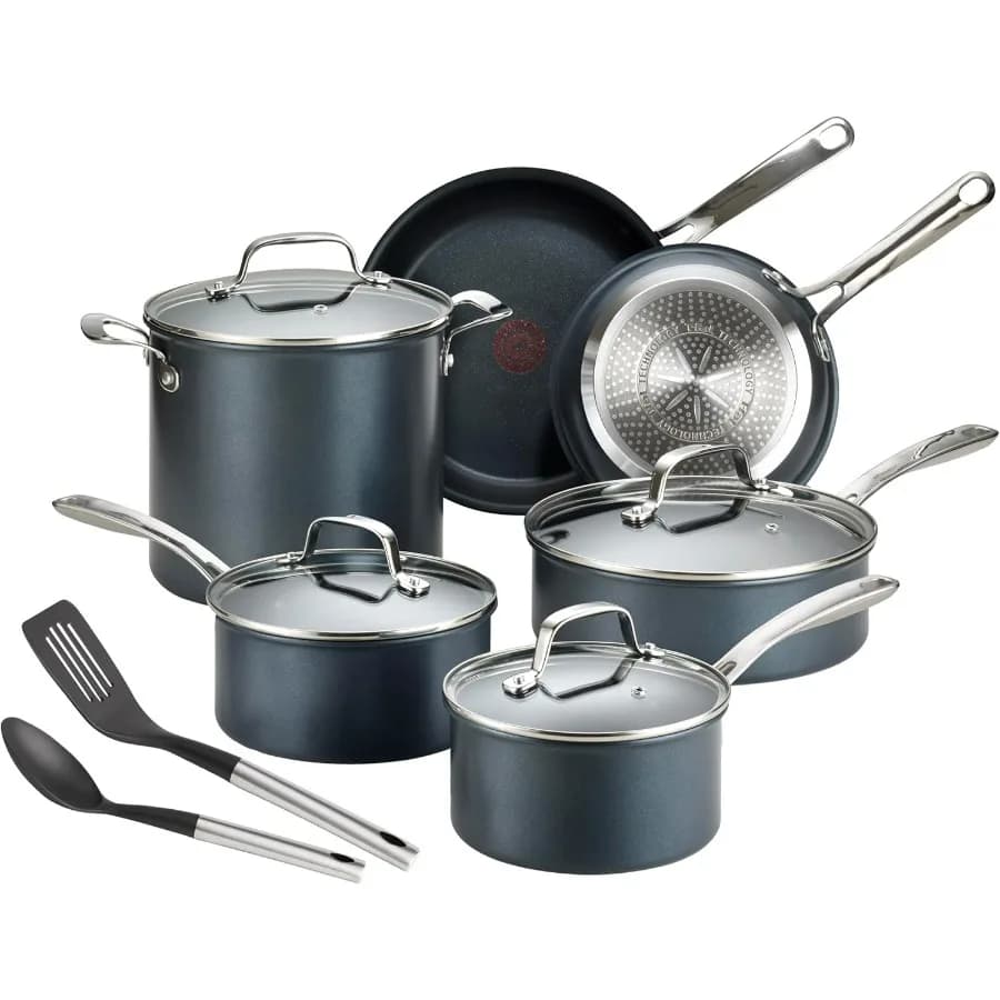 Platinum 12-piece non-stick cookware set, induction, 500F meat oven safe, kitchen set with pans, pots, skip Pa