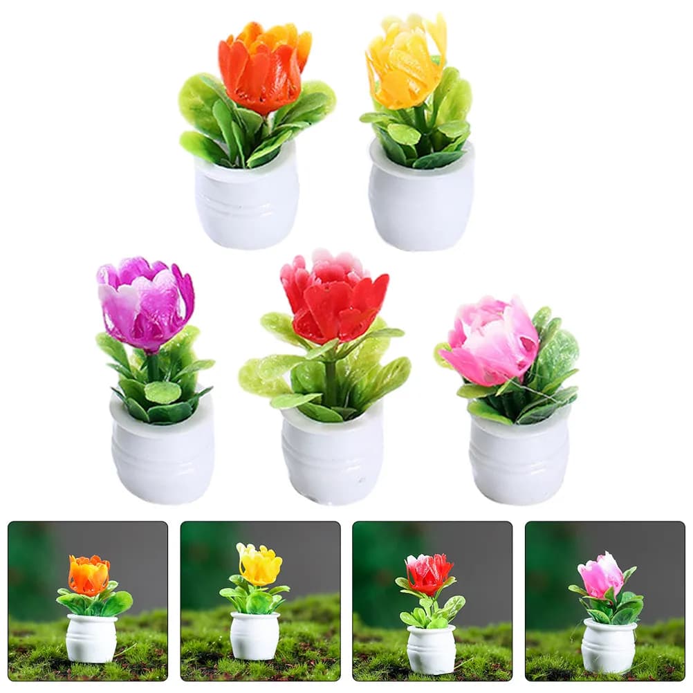 10 Pieces Plants in Miniature Bonsai Micro Landscape Small Plants in Vase Decoration Accessories for Doll House Ornament Garden Interior