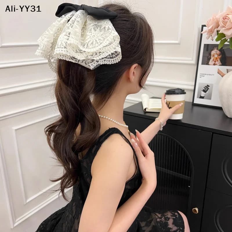 【YY31】1 Pezzo Fermaglio per Capelli con Grande Fiocco in Pizzo, Clip a Coda di Cavallo, Fermaglio a Squalo, Stile Bohemien per Vacanze, Accessori per Capelli