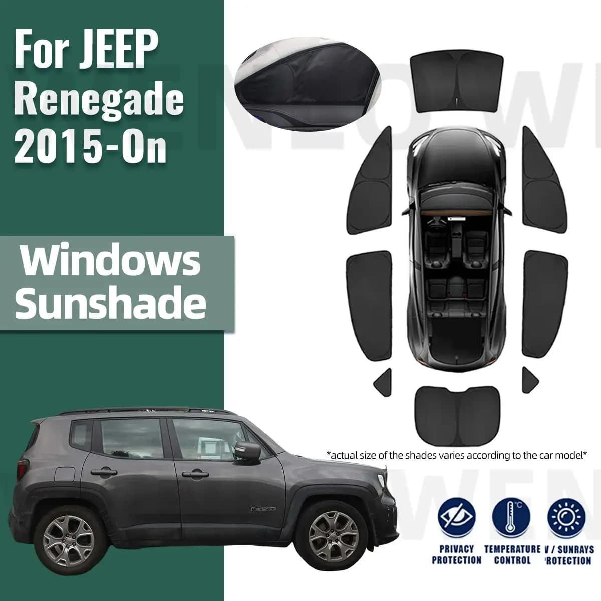 Per JEEP Renegade BU 2015-2023 2024 Copertura Completa Parasole Per Auto Parabrezza Anteriore Telaio Tenda Lunotto Laterale Posteriore Tenda Da Sole Visiera