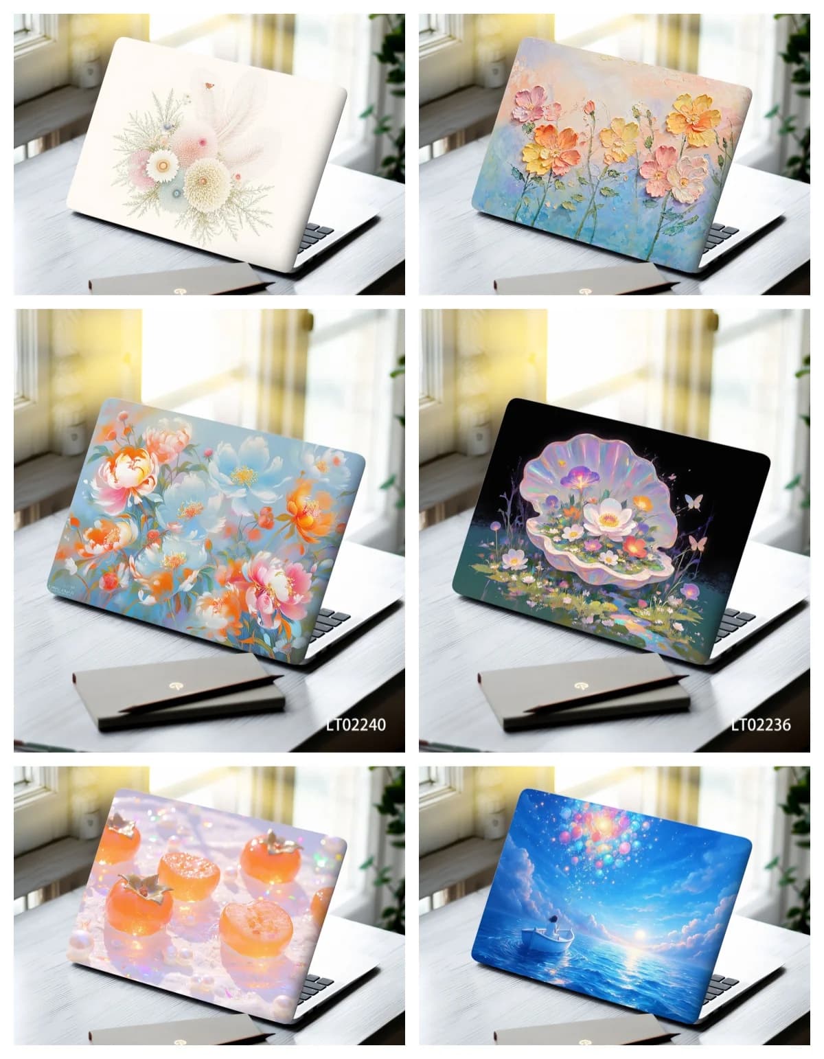 2 pezzi adesivo estetico moda 15,07x10,82 pollici PVC rimovibile decalcomania per laptop per tablet Decor laptop skin macbook air