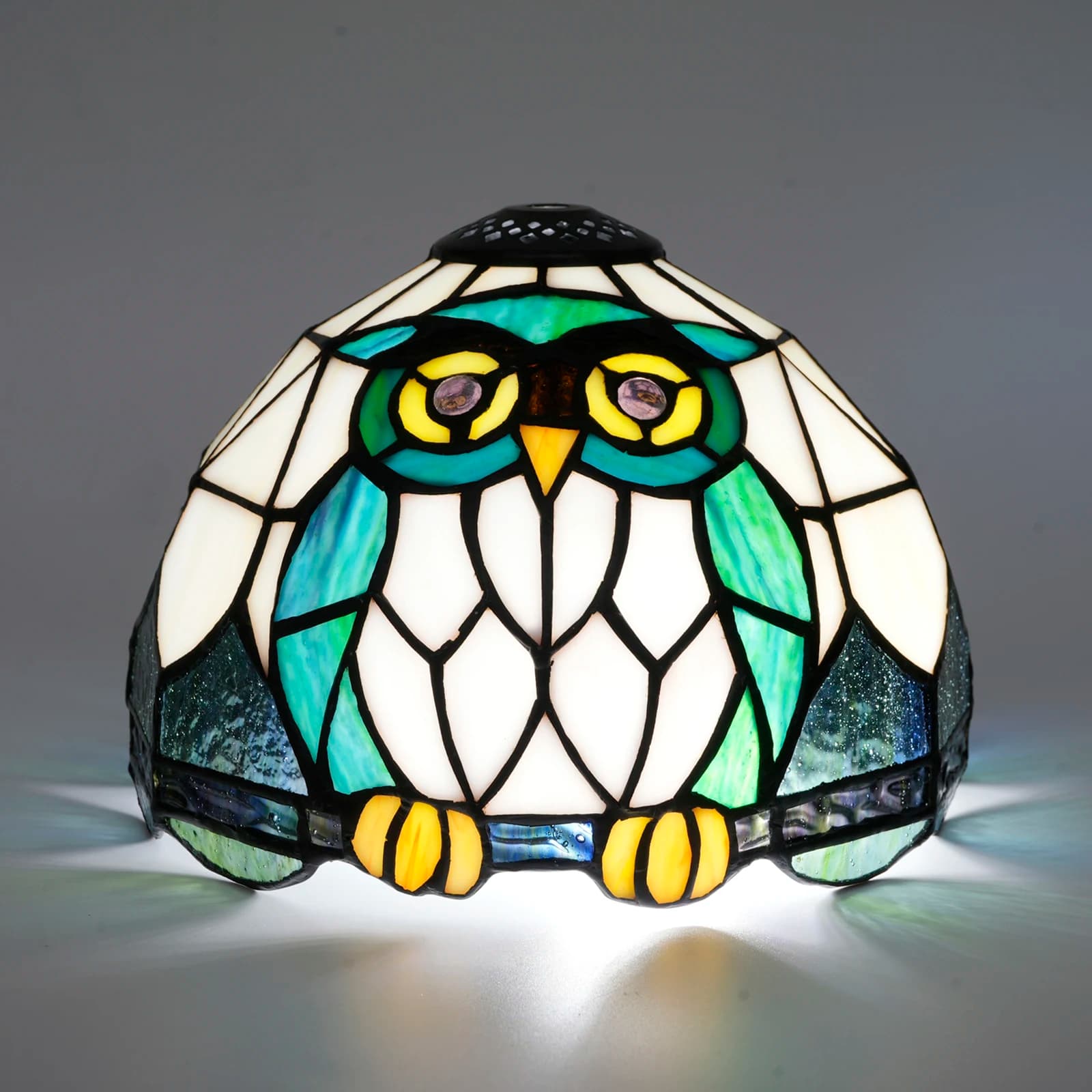 Small Tiffany owl Lampshade Replacement Only Stained Glass Style Lamp Shade 8 Inch Fit for Table Desk Lamp, Pendant Light