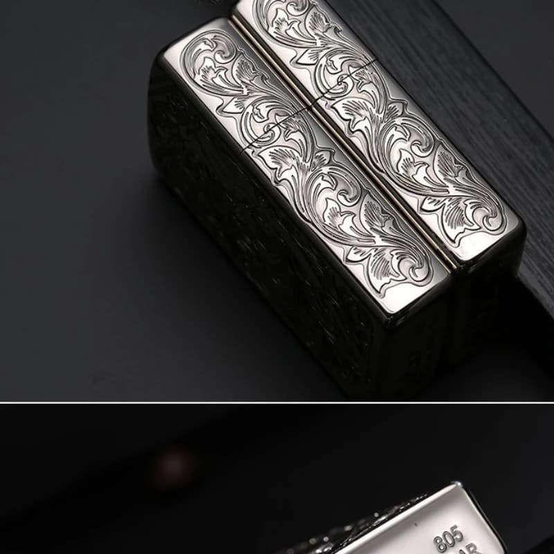 CHIEF Ultra-thin Kerosine Lighter, High-looking Pure Copper Carved Fairy Windproof Retro Lighter
