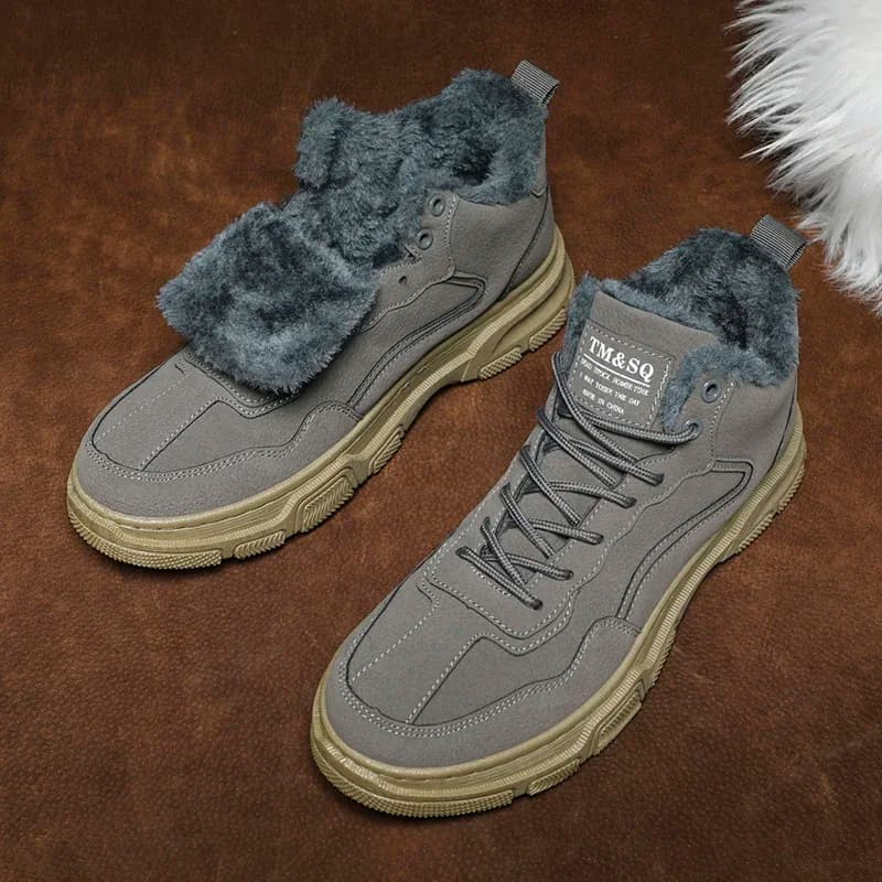 Scarpe da uomo con velluto e pelle Casual High Top Outdoor Warm Ankle Denim Designer scarpe da trekking invernali di lusso stivali da moto