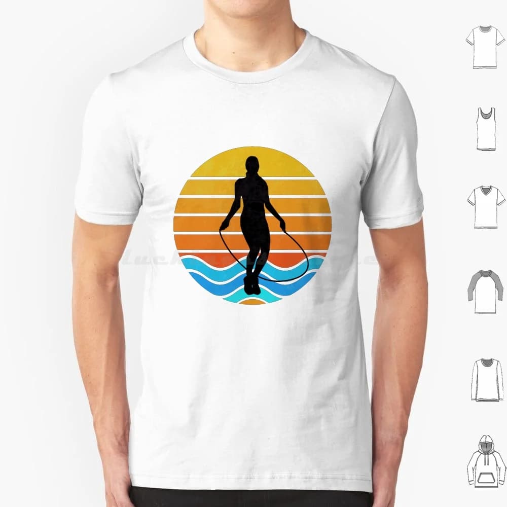 Jumping Corda at sunset to jump at sunset. T Shirt 6xl Cotton Cool Tee Sunset Jump Rope Corda Jumprope Movement