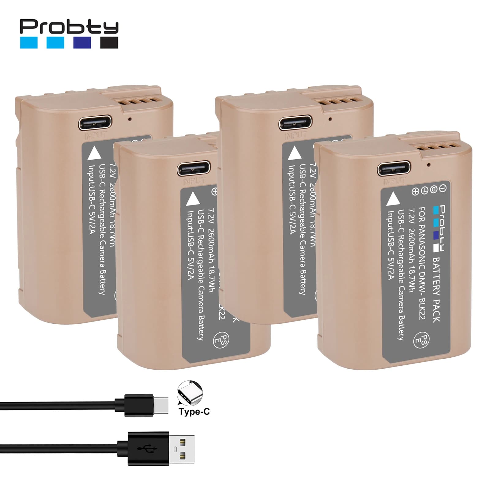 DMW-BLK22 DMW BLK22 2600 mAh lithium-ion battery with USB-C charging port for Panasonic LUMIX DC-S5 DC-S5 II DC-S5 IIX GH5 II GH6