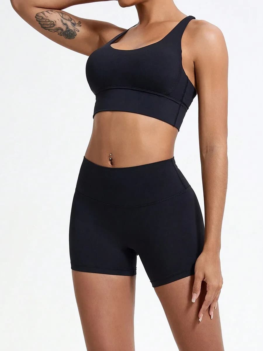 Pantaloncini Sportivi a Vita Alta per Yoga, Traspiranti ed Elasticizzati, Ideali per Ciclismo e Allenamento
