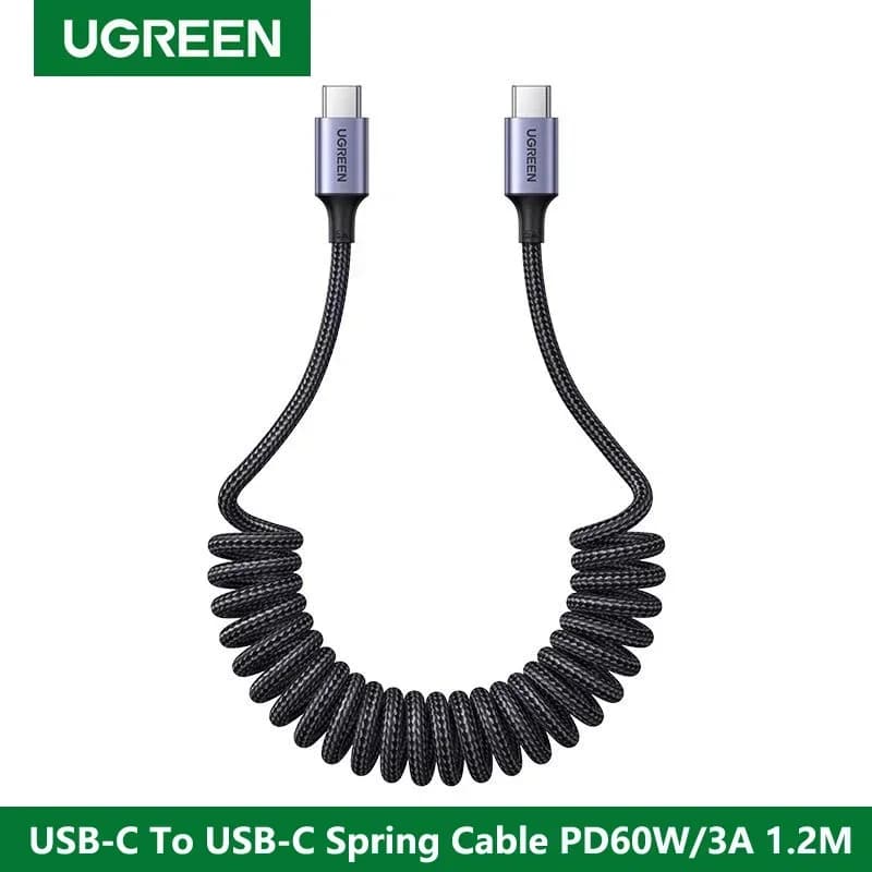 UGREEN cavo a molla per auto da tipo C a tipo C PD60W ricarica rapida per Apple Samsung huawei xiaomi iPhone 15 caricatore per cavo dati USB C
