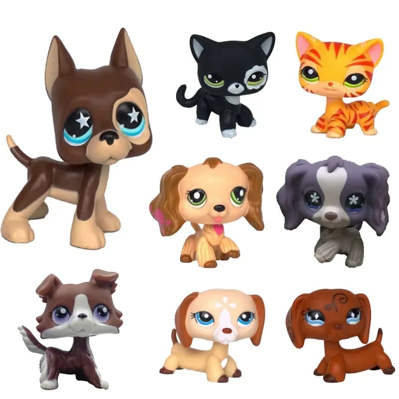 Real LPS Littlest Pet Shop Hasbro - Giocattoli: Cane Shorthair, Gatto Rosa, Bassotto, Great Dane, Pastore Bianco e Nero