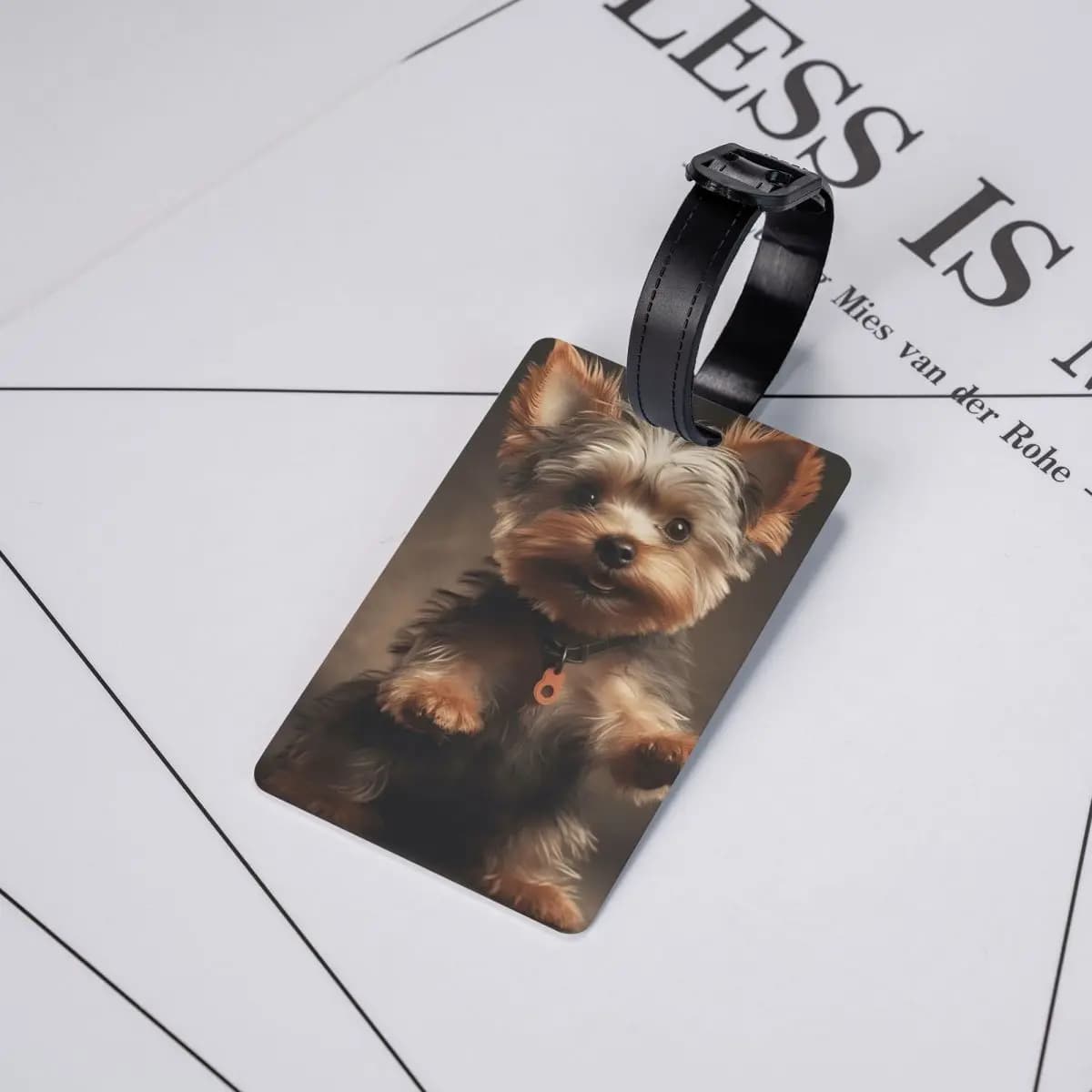 Etichetta per Bagagli con Yorkshire Terrier, Accessorio per Valigie, Targhetta Identificativa per Viaggi con Nome e Indirizzo