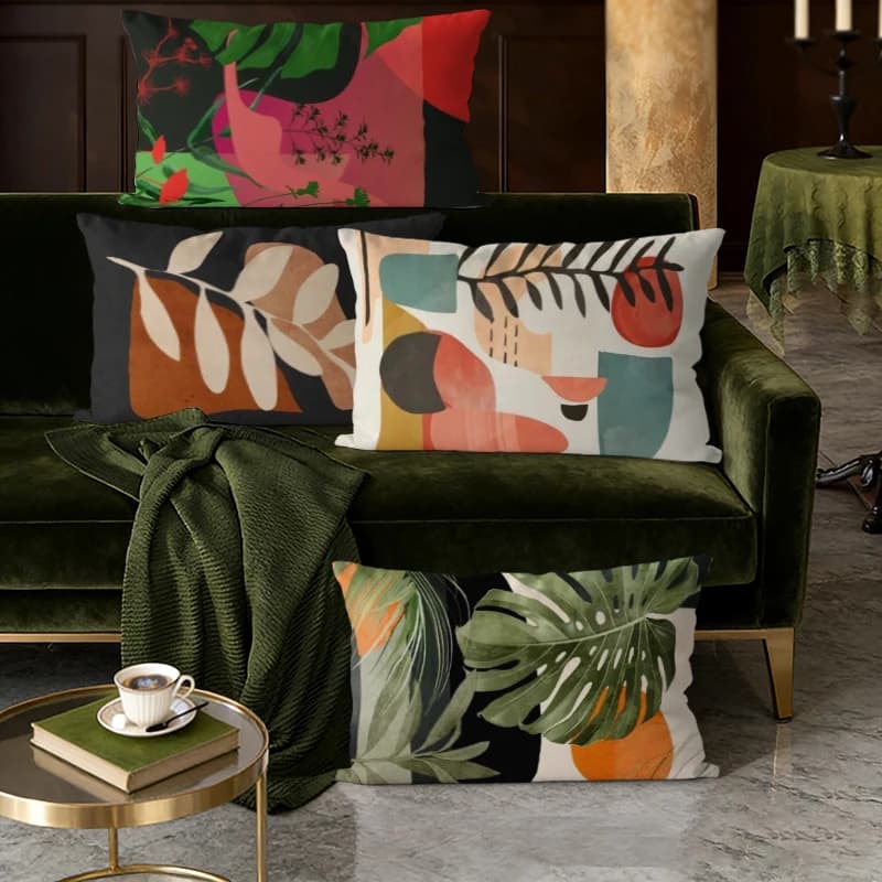 Fodere per cuscini lombari tropicali in stile Mid-Century, adatte per divano, camera da letto, auto, cuscino rettangolare per la schiena